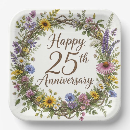 結婚25周年記念紙皿, 25年の結婚生活 ペーパープレート (正面)