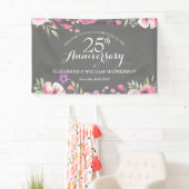 結婚25周年記念 ウォーターカラーのバラのウェルカム 横断幕 (インサイチュ)