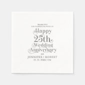 結婚25周年記念 ゴールドのタイポグラフィ スタンダードカクテルナプキン (正面)