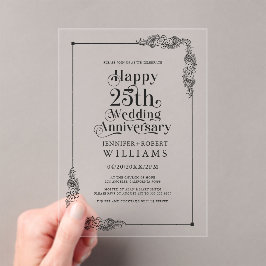 結婚25周年記念 ゴールドの花 フレーム アクリル招待状