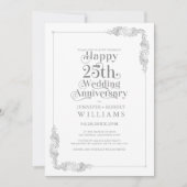 結婚25周年記念 ゴールドの花 フレーム 招待状 (正面)