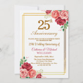 結婚25周年記念 ゴールドフレーム サプライズパーティー 招待状 (正面)