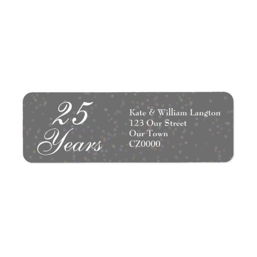 結婚25周年記念 シルバースターダストの紙吹雪 ラベル (正面)