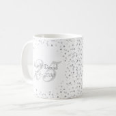 結婚25周年記念 シルバーハートのコンフェティ コーヒーマグカップ (正面左)