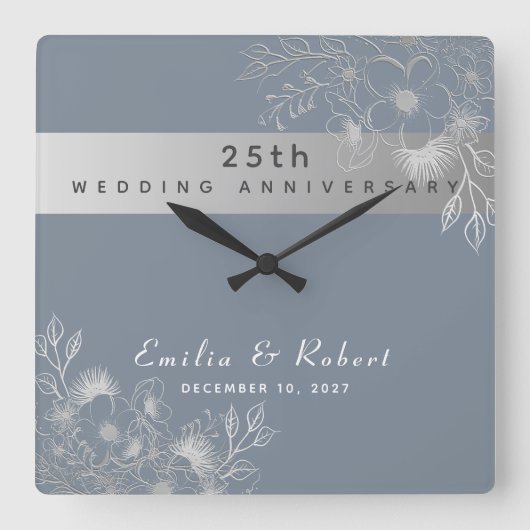 結婚25周年記念 スクエア壁時計 (正面)