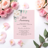 結婚25周年記念 フラワー グリーン ピンク 招待状