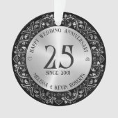 結婚25周年記念 ブラックゴールドフレーム オーナメント (正面)