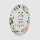 結婚25周年記念 水彩のバラの花 フラワー オーナメント (正面)