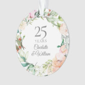 結婚25周年記念 水彩のバラの花 フラワー オーナメント (正面)