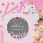 結婚25周年記念 水彩のバラ ペーパープレート (パーティー)