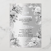 結婚25周年記念 銀の花 箔招待状 (正面)