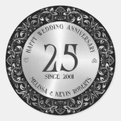 結婚25周年 ブラックゴールドフレーム ラウンドシール (正面)