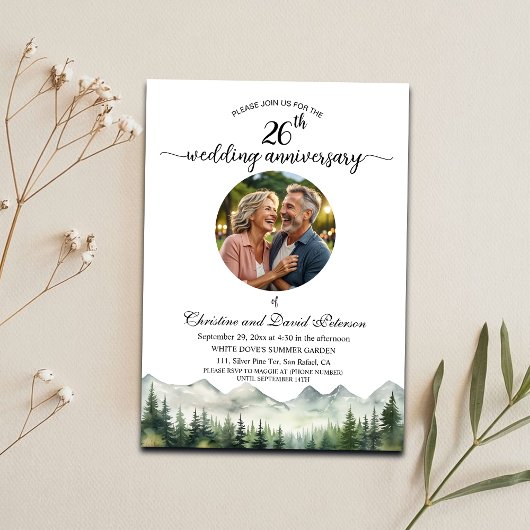 結婚26周年記念フォト - 山と松 招待状
