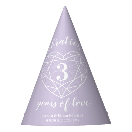 結婚3周年記念パーティーハット 結晶 パーティーハット (正面)