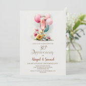 結婚30周年記念のピンクシャンパングラス 招待状 (スタンド正面)