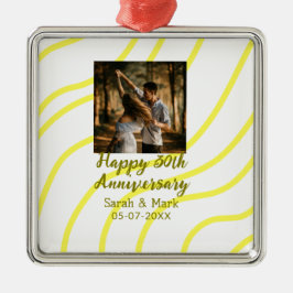 結婚30周年記念の黄色い金色の写真 名前  メタルオーナメント