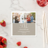 結婚30周年記念の2枚の写真入り Then And Now スタンダードカクテルナプキン (インサイチュ)