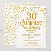 結婚30周年記念サプライズ - ゴールドとホワイト 招待状 (正面/裏面)