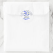 結婚30周年記念シルバー+ブルーグリッター ラウンドシール (バッグ)