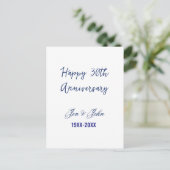 結婚30周年記念ロイヤルブルーのトレンディーな男性用 ポストカード (スタンド正面)