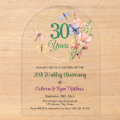 結婚30周年記念 ゴールドフレーム フラワー アクリル招待状 (正面)