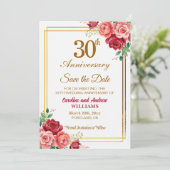結婚30周年記念 ゴールドフレーム フラワー セーブザデート (スタンド正面)