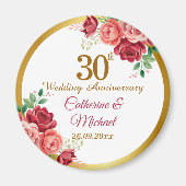 結婚30周年記念 ゴールドフレーム フラワー マグネット (正面)