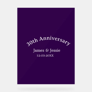 結婚30周年記念 名前 日付 紫 シンプル アクリルサイン