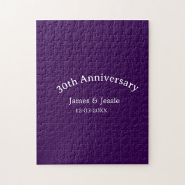 結婚30周年記念 名前 日付 紫 シンプル ジグソーパズル