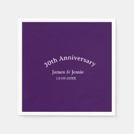 結婚30周年記念 名前 日付 紫 シンプル スタンダードカクテルナプキン