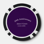 結婚30周年記念 名前 日付 紫 シンプル ポーカーチップ (裏面)