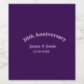 結婚30周年記念 名前 日付 紫 シンプル ワインラベル (シングルラベル)