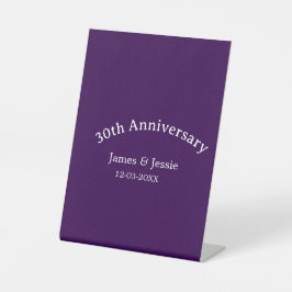 結婚30周年記念 名前 日付 紫 シンプル 台座サイン