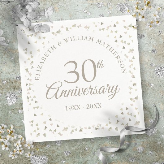 結婚30周年記念 愛のハートの紙吹雪 スタンダードカクテルナプキン
