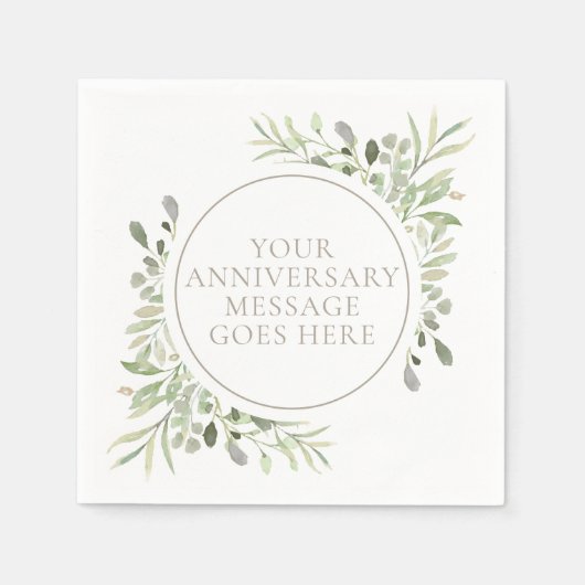 結婚30周年記念 水彩グリーン スタンダードカクテルナプキン (正面)