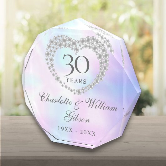 結婚30周年記念 美しいパールハート フォトブロック