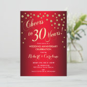 結婚30周年記念 - 赤と金 招待状 (スタンド正面)