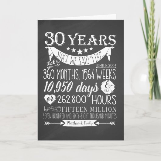 結婚30周年記念, 黒板, 30年 カード (正面)