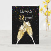 結婚32周年シャンパン・トースト カード (黄色い花)