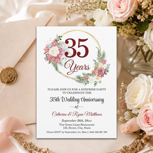 結婚35周年記念サプライズパーティー フローラル 招待状