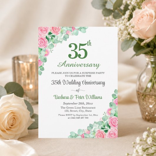 結婚35周年記念バラのサプライズパーティ 招待状