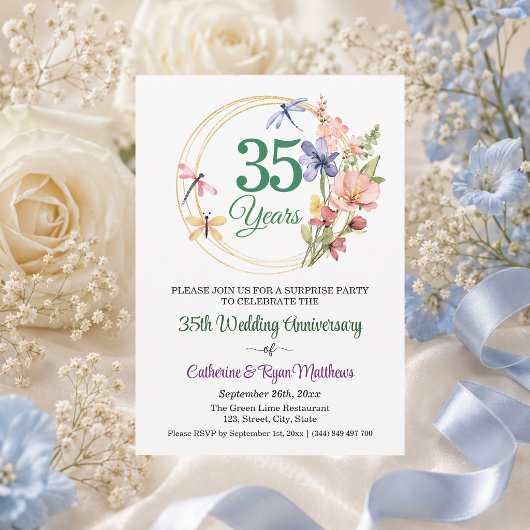 結婚35周年記念フラワーサプライズパーティー 招待状