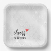 結婚35周年記念ホワイトサテンダマスク ペーパープレート (正面)