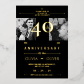 結婚40周年記念のあの時と今 箔招待状 (正面)