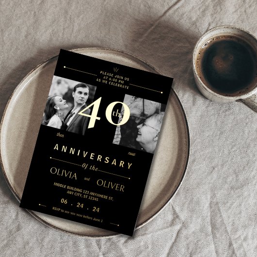 結婚40周年記念のあの時と今 箔招待状