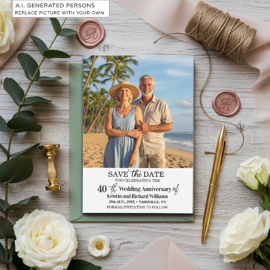 結婚40周年記念の写真入り日程お知らせ ノートカード