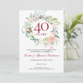 結婚40周年記念の大切な日を忘れないようにと伝える可憐なフラワーデザイン 招待状 (スタンド正面)