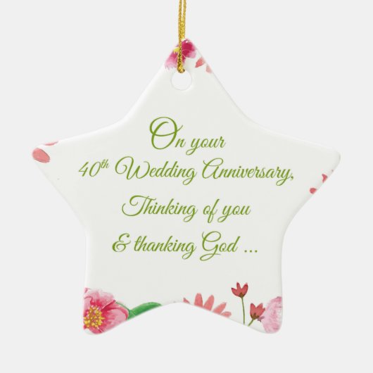 結婚40周年記念の花 セラミックオーナメント (正面)