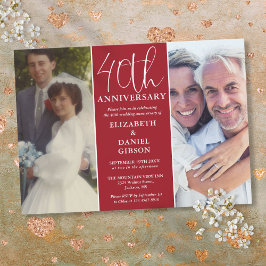 結婚40周年記念のThen+And+Now2枚の写真 招待状