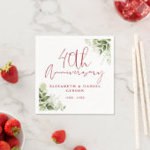 結婚40周年記念グリーンリーフフラワー スタンダードカクテルナプキン (インサイチュ)